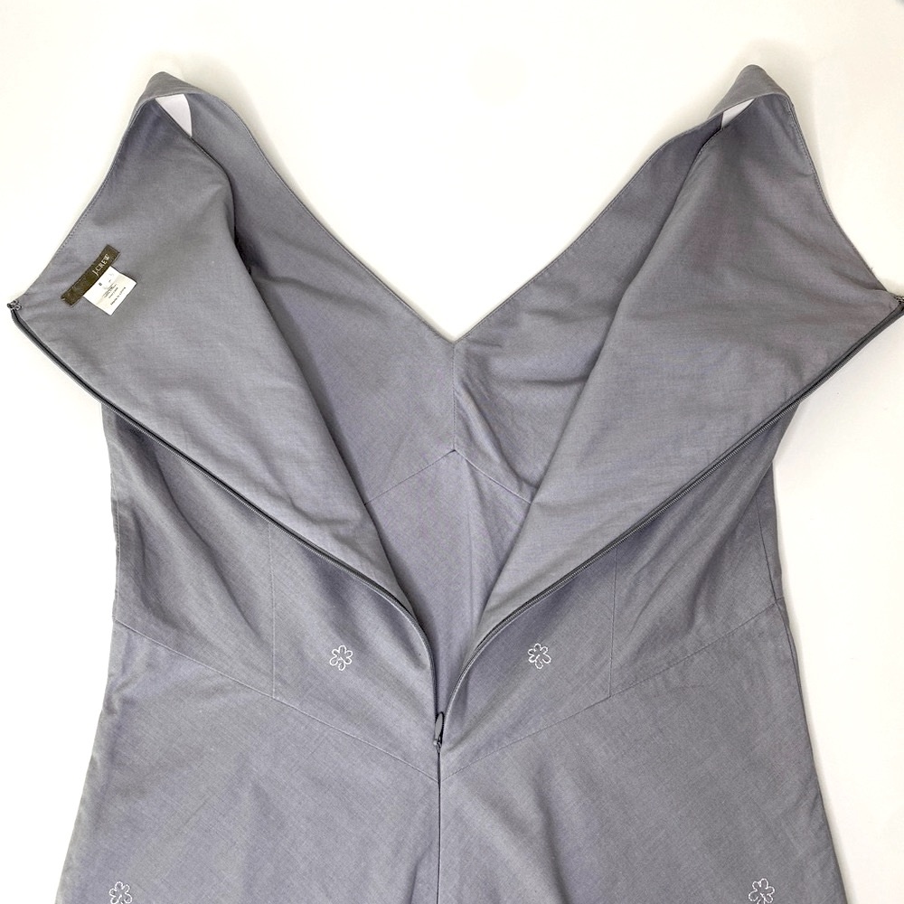 J. Crew Sleeveless Midi Dress Sz 6 Vtg Y2K Cotton Floral Embroidered Boho Beach - Picture 11 of 13
